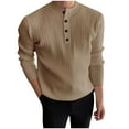 thumbnail image 1 of Miluxas Men Quarter Button Sweater Pullover Cable Knit Henley Mock Neck Sweater Khaki 10(XL), 1 of 6