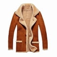 thumbnail image 1 of Miluxas Men Shearling Coats Faux Leather Winter Long Jackets Mid Length Trench Coat Vintage Suede Jacket Retro Tops Yellow, 1 of 3