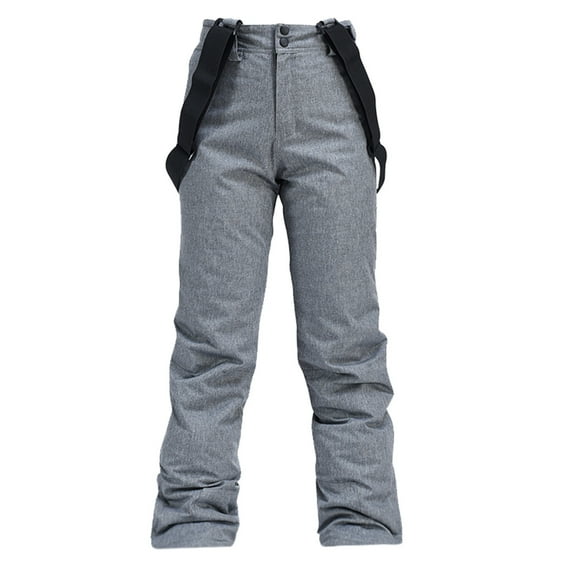 Miluxas Men Snow Bibs Women Baggy Ski Pants Snowboard Overall Insulated Waterproof Windproof Warm Winter Gray
