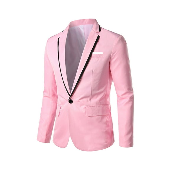 Miluxas Men Tuxedo Jacket Slim Fit Blazer Suit Jacket Prom Dinner Party Wedding Pink