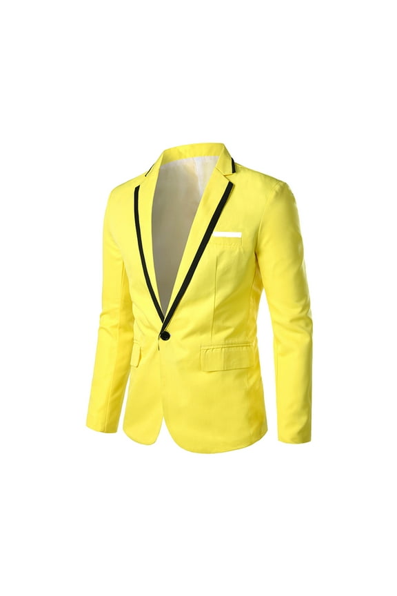 Men Tuxedo Jacket Slim Fit Blazer Suit Jacket Prom Dinner Party Wedding Yellow
