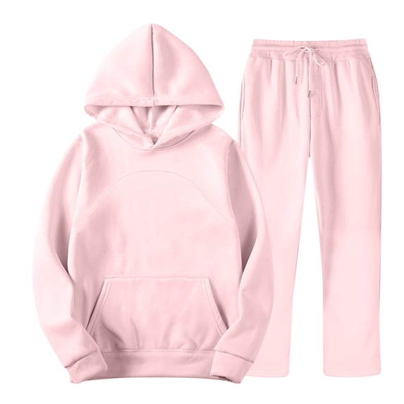 Miluxas Men's 2 Piece Tracksuits Fleece Pullover Sweatsuits Athletic Fit Jogging Hoodie Outfit Set Pink