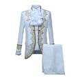 thumbnail image 1 of Miluxas Men's 3 Piece Court Prince Fashion Gold Embroidered Uniforms Steampunk Gothic Costume Jacket & Tie & Trousers Set White, 1 of 9