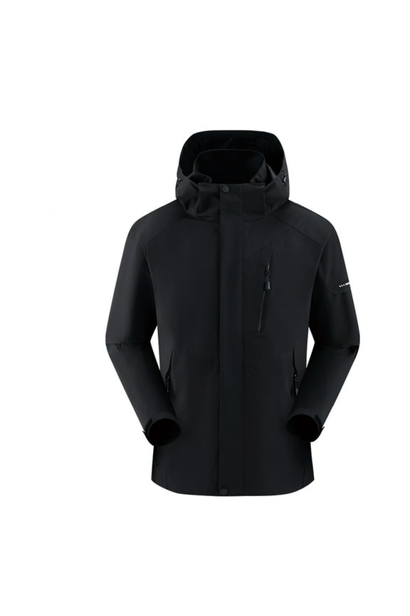 Men's 3 in 1 Waterproof Winter Jackets Ski Warm Snow Rain Coat Puffer Liner Hood Windbreaker Black