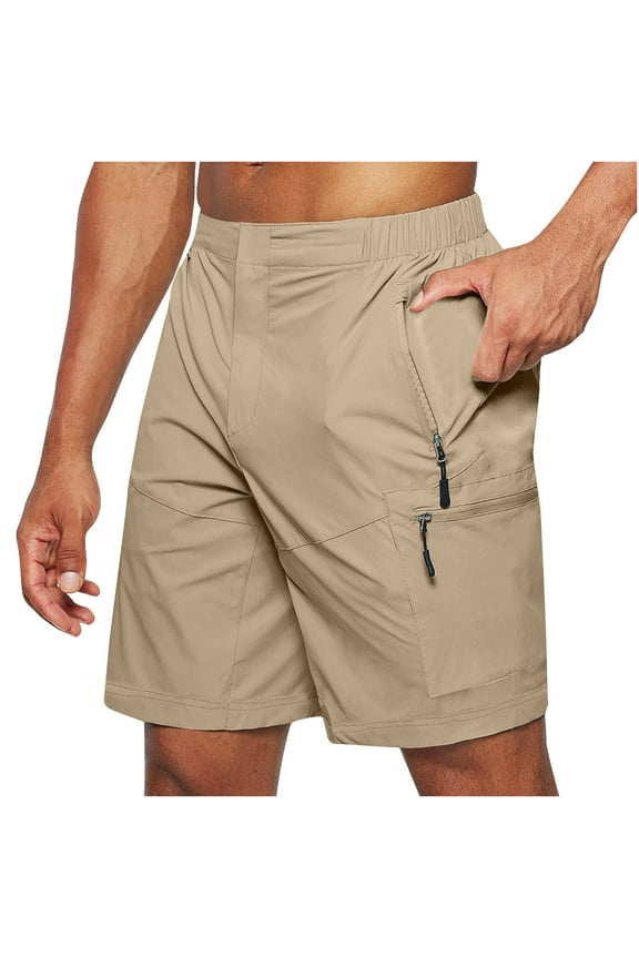 "Miluxas Men's 9 Inches Swim Trunks, Quick Dry Beach Board Shorts, Bathing Suits with Pockets Khaki 8(XL)"