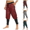 thumbnail image 1 of Miluxas Men's Ankle Banded Pants Medieval Viking Navigator Pirate Costume Trousers Renaissance Gothic Pants Red, 1 of 4