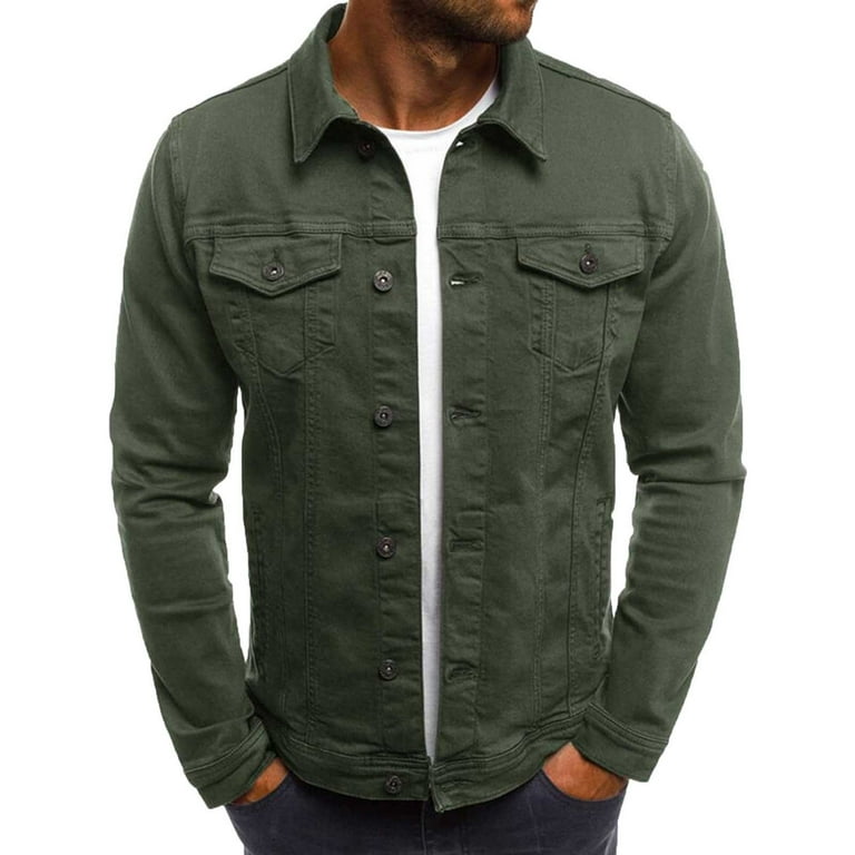 Olive green jean jacket mens hot sale