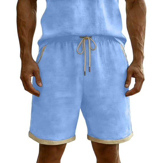 Miluxas Men's Baggy Shorts Casual Drawstring Knee Length Baggy Sweat Shorts Loose-Fit Workout Shorts Light Blue XXXL(XXXL)
