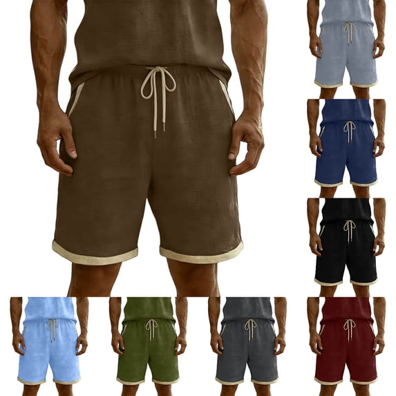 Miluxas Men's Baggy Shorts Casual Drawstring Knee Length Baggy Sweat Shorts Loose-Fit Workout Shorts Wine XL(XL)