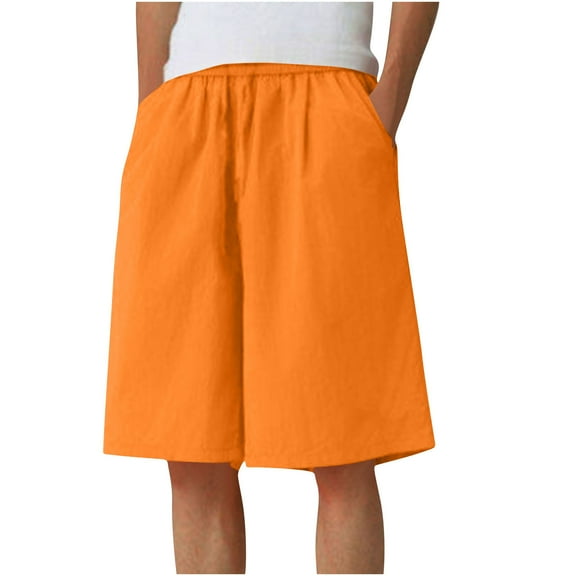 Miluxas Men's Big & Tall Lightweight Extra Long Shorts on Orange XXXXXL(XXXXXL)