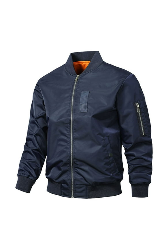 Men’s Bomber Jacket Lightweight Casual Stylish Spring Fall Windbreaker Zip Up Outwear Coat with Pockets Dark Blue