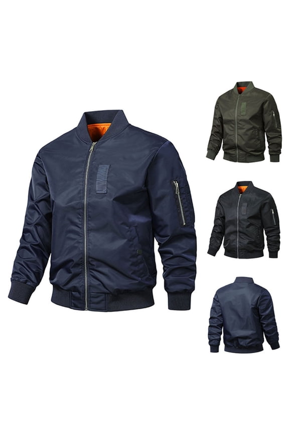 Men’s Bomber Jacket Lightweight Casual Stylish Spring Fall Windbreaker Zip Up Outwear Coat with Pockets Dark Blue