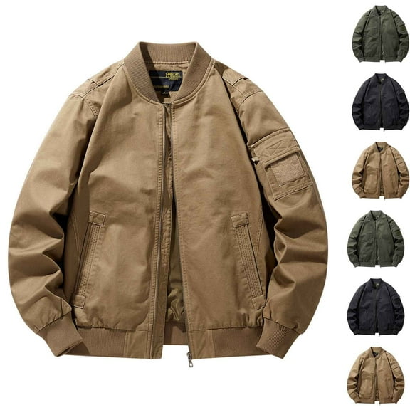 Miluxas Men's Bomber Jackets thermal Quilted Jacket Water Resistant Warm Winter Coats Khaki