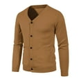 thumbnail image 1 of Miluxas Men's Cardigan Sweater Long Sleeve Casual V Neck Button Down Knitted Sweater with Pockets Gold, 1 of 7