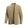 thumbnail image 1 of Miluxas Men's Cardigan Sweater Long Sleeve Open Front Lightweight Casual Basic Knitted Outerwear Khaki L(L), 1 of 5