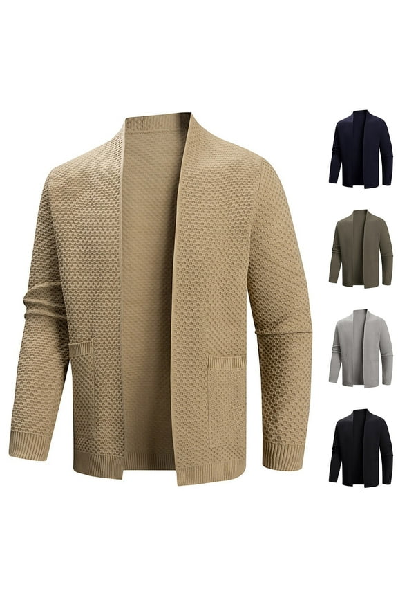 Men's Cardigan Sweater Long Sleeve Open Front Lightweight Casual Basic Knitted Outerwear Navy XL(XL)