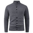 thumbnail image 1 of Miluxas Men's Cardigan Sweaters Fall Snap Button Down Mock Neck Sweater Dark Gray L(L), 1 of 6