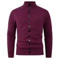 thumbnail image 1 of Miluxas Men's Cardigan Sweaters Fall Snap Button Down Mock Neck Sweater Hot Pink XXL(XXL), 1 of 4