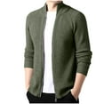 thumbnail image 1 of Miluxas Men's Cardigan Sweaters Full Zip Sweaters Stand Collar Casual Knitted Cardigan with Pockets Army Green, 1 of 9