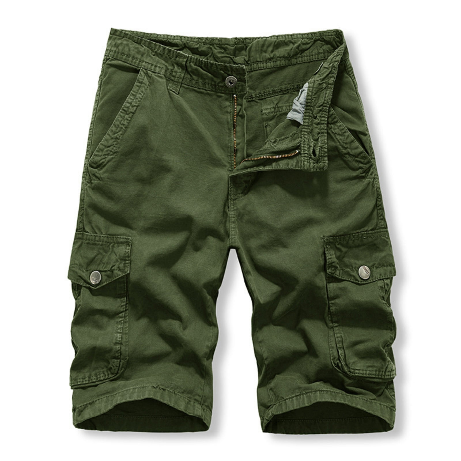 Miluxas Men's Cargo Shorts Clearance Loose Fit MultiPocket Outdoor Cargo Shorts Cotton Army