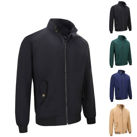 Miluxas Men's Casual Canvas Cotton Military Jacket Lightweight Zip Up Outwear Khaki