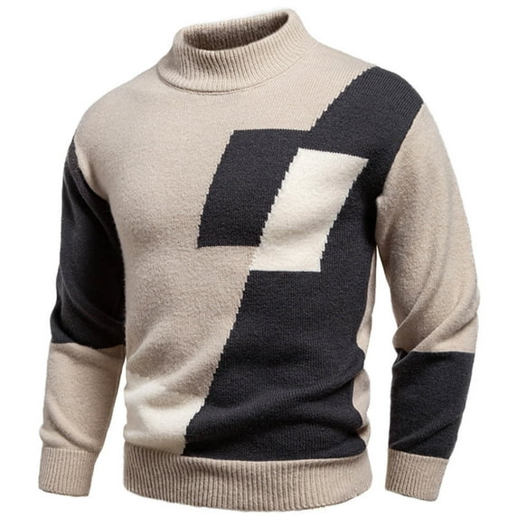 Miluxas Men's Casual Color Block Knit Sweater Long Sleeve Crew Neck Pullover Fashion Comfortable Knitwear Top Gray