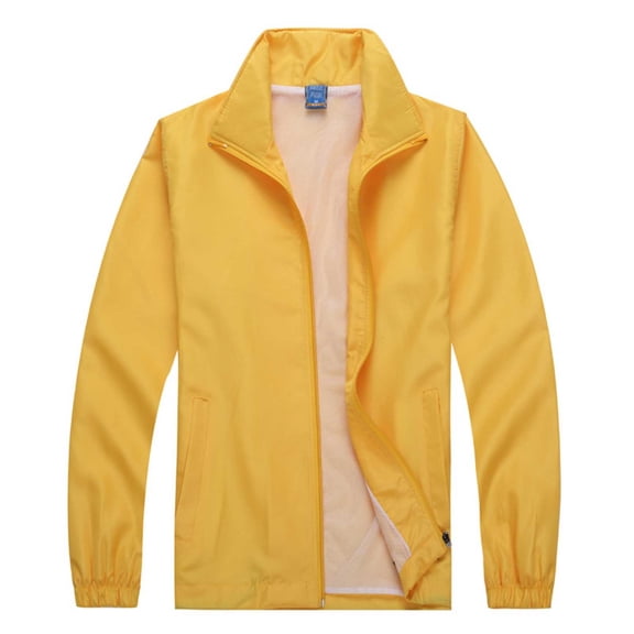 Miluxas Men's Casual Jacket Lightweight Softshell Full Zip Stand Collar Work Jacket Yellow XXXXL(XXXXL)