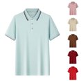 thumbnail image 1 of Miluxas Men's Casual Polo Shirts Classic Button Basic Short Sleeve Shirt Solid Color Tees Golf Stylish Tops Wine, 1 of 9