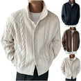 thumbnail image 1 of Miluxas Men's Casual Stand Collar Cardigan Button Down Cable Knitted Sweater Navy 10(XL), 1 of 3