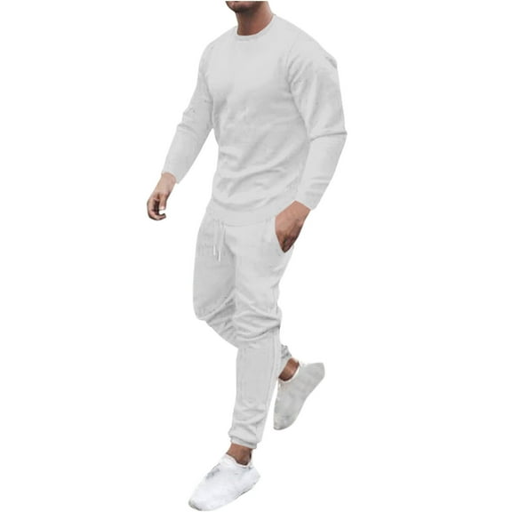 Miluxas Men's Casual Tracksuit Athletic Sweatsuits Long Sleeve 2 Piece Outfit Running Jogging Sport Suit Sets