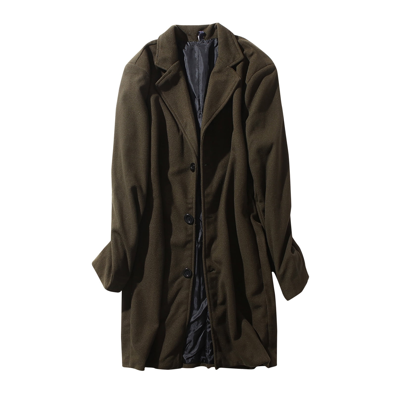 Wantdo Men's Single Breasted Pea Coat Windproof Winter Coat Classic Notched Collar Military Jacket