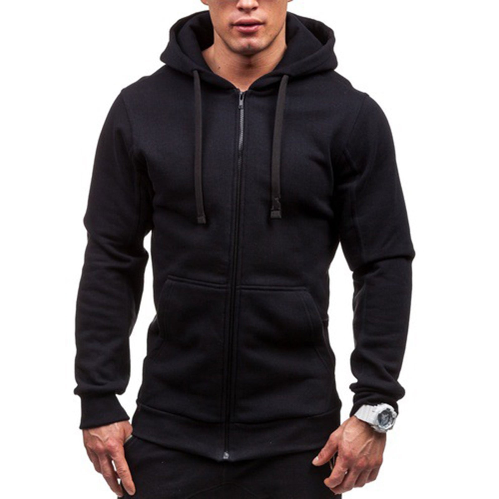 Miluxas Men's Casual Zip Up Hoodies Lightweight Full-Zipper Long Sleeve ...