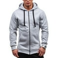 thumbnail image 1 of Miluxas Men's Casual Zip Up Hoodies Lightweight Full-Zipper Long Sleeve Coat Plaid Jacquard Drawstring Hooded Sweatshirts Gray XL(XL), 1 of 4