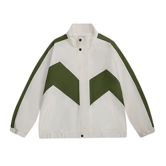 Miluxas Men's Color Block Lightweight Windbreaker Jacket Zip Up Jacket Outerwear Outdoor Varsity Jacket White