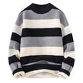 thumbnail image 1 of Miluxas Men's Colorful Striped Knitted Sweater Crew Neck Sweater Long Sleeve Crew Neck Top Black, 1 of 3