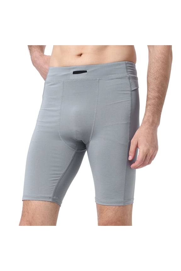 Men's Compression Running Shorts Quick Dry Yoga Tight Seamless Training Gym Workout Baselayer Gray XXL(XXL)
