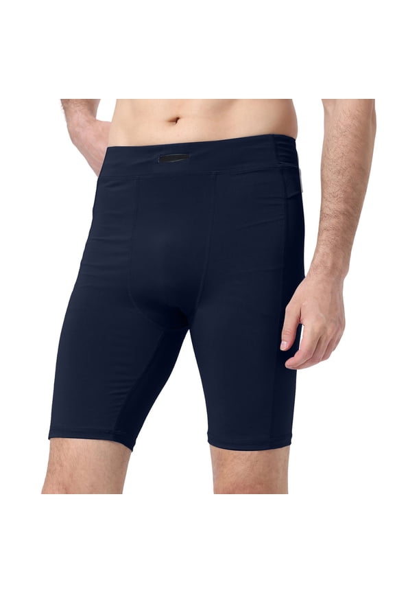 Men's Compression Running Shorts Quick Dry Yoga Tight Seamless Training Gym Workout Baselayer Navy XXL(XXL)