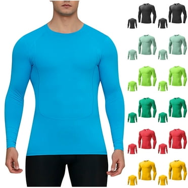 Miluxas Men's Compression Shirt Clearance Long Sleeve Athletic Workout T-Shirts Top Active Sport Baselayer Undershirt Shirt Yellow 10(XL)