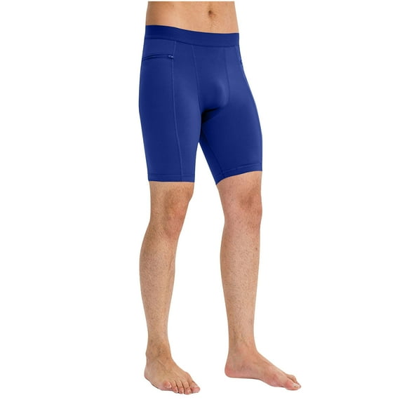 Miluxas Men's Compression Short with Pocket Slim Fit Yoga Running Shorts Dark Blue XXL(XXL)