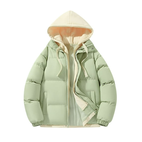 Miluxas Men's Cotton Coat Winter Fashion Solid Color Zipper Stand Collar Long Sleeves Warm Jacket Loose Comfy Outwear Tops Green