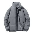 thumbnail image 1 of Miluxas Men's Cotton Corduroy Jackets Winter Fashion Solid Color Zipper Warm Parkas Windbreaker Long Sleeves Hooded Coat Outwear Gray, 1 of 4