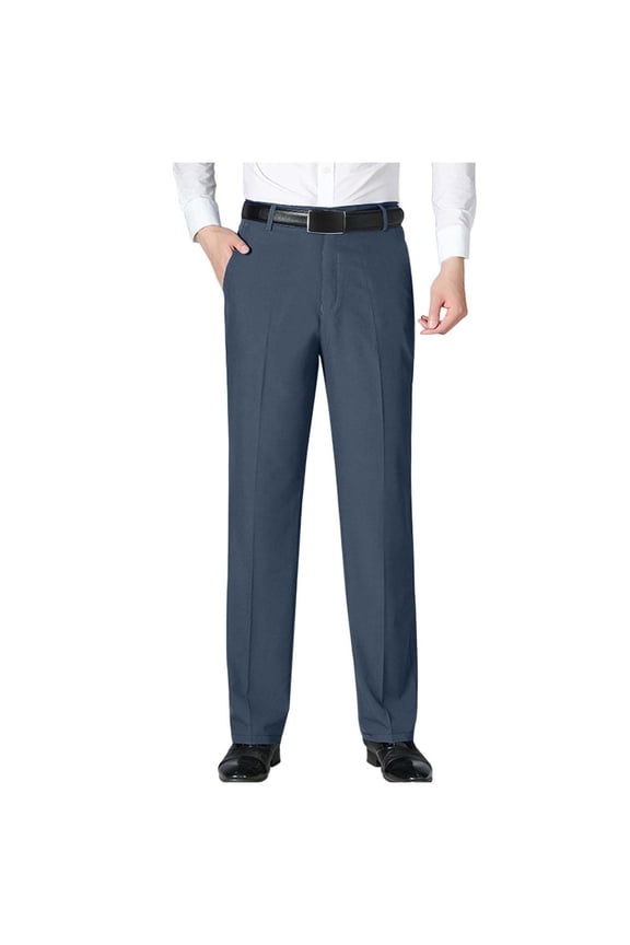 Men's Cozy Hidden Expandable Waist Dress Pants | Premium Stretch Texture Weave Work to Weekend Pants Gray
