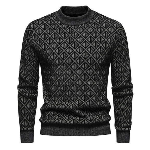 Miluxas Men's Crewneck Sweater Soft Casual Sweaters for Men Classic Pullover Sweaters with Ribbing Edge Black