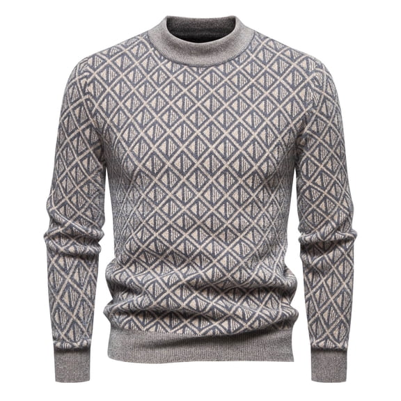 Miluxas Men's Crewneck Sweater Soft Casual Sweaters for Men Classic Pullover Sweaters with Ribbing Edge Khaki