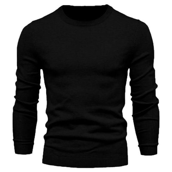 Miluxas Men's Crewneck Sweaters Casual Crew Neck Sweatshirt Wool Blend Knit Pullovers Black