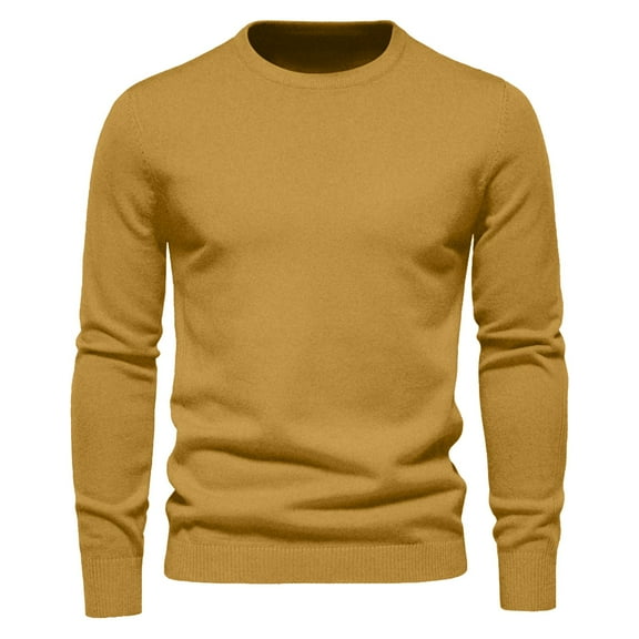 Miluxas Men's Crewneck Sweaters Casual Crew Neck Sweatshirt Wool Blend Knit Pullovers Yellow