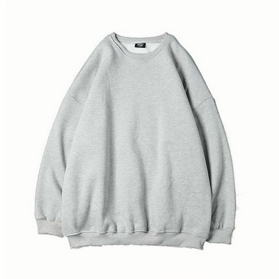 Miluxas Men's Crewneck Sweatshirt Thick Loose fit Soft Basic Pullover Sweatshirt Gray 12(XXL)