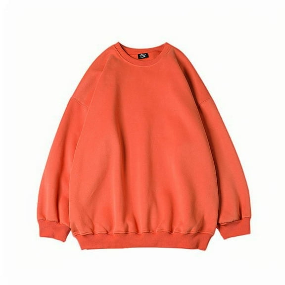 Miluxas Men's Crewneck Sweatshirt Thick Loose fit Soft Basic Pullover Sweatshirt Orange 6(M)