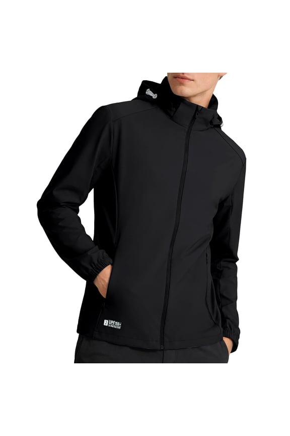 Men's Cycling Running Jacket Lightweight Windbreaker Bike Hiking Jacket Hooded Black L(L)
