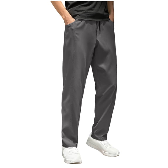 Miluxas Men's Drawstring Sweatpants Long Lightweight Joggers with Pockets Stretch Elastic Waist Athletic Pants Dark Gray S(S)